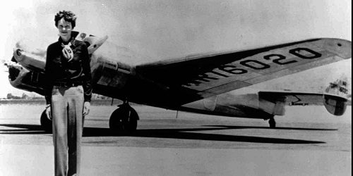 This is a picture of Earhart with her plane. (http://www.huffingtonpost.com/news/amelia-earhart/ ())